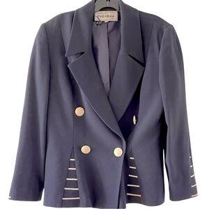 Navy Blue Designer Blazer Nausikaa Paris Fitted Jacket